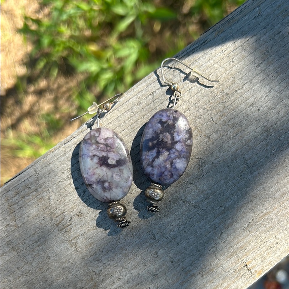 Purple Jasper Stone Earrings